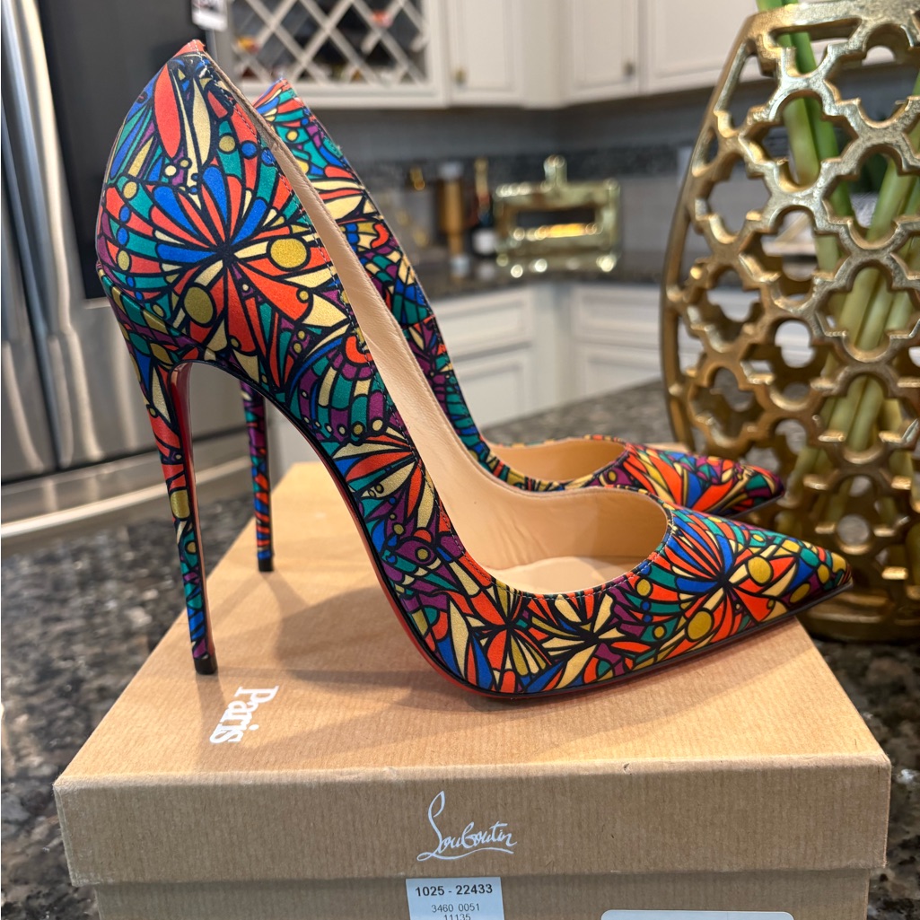 Christian Louboutin So Kate Multicolor Stiletto Satin Heels Like New